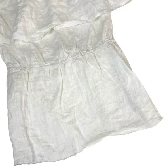 Reformation 100% Linen Ruffled Tie Back Top White Medium - Picture 5 of 12